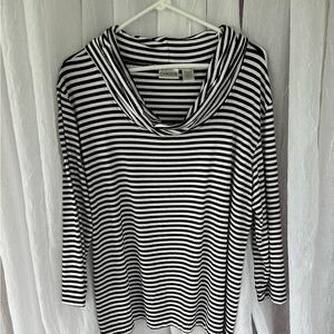 Chicos Cowl Neck Black and White pullover. Chicos size 3.  (Large)